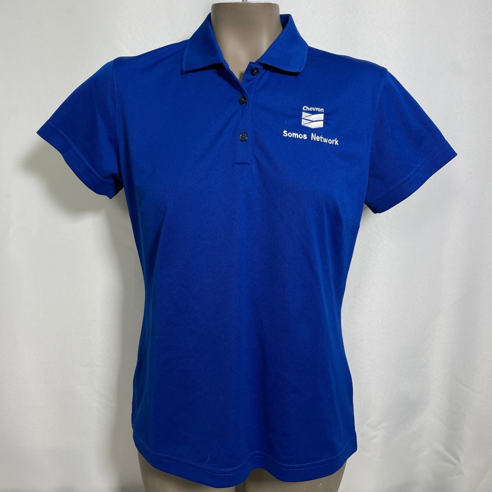 Chevron Somos Network Adidas Climalite Royal Blue Polo Shirt Women's MEDIUM
